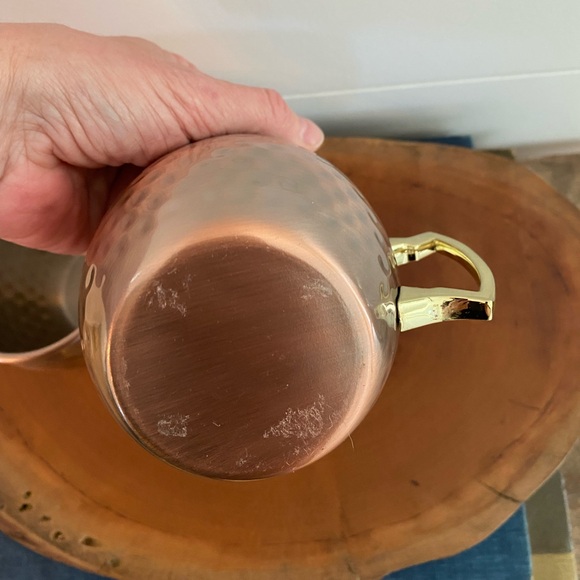Set of 2 hammered copper and gold Moscow Mules cozy winter entertaining festive - Picture 6 of 6